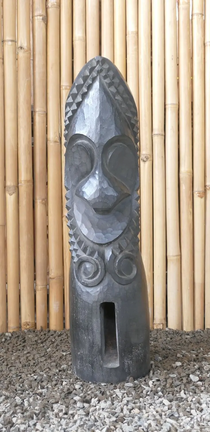 Artikelbild 1 des Artikels “Tiki Polynesische Statue aus Kokosnussholz, ca. 80cm hoch, Farbe schwarz “